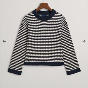 Gant Striped Cotton Rib Crew Neck Sweater XL NWT